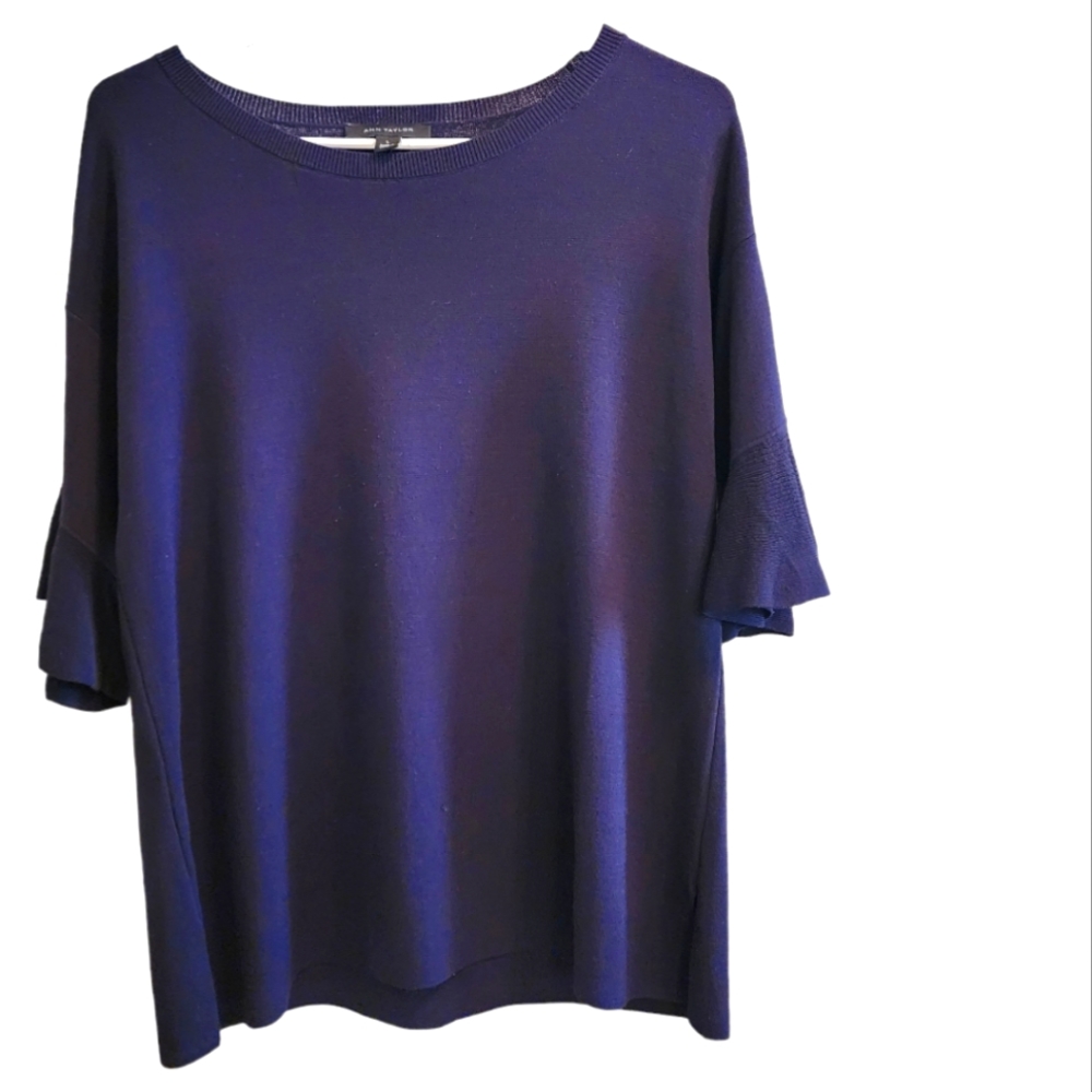 Ann Taylor Ruffle-Sleeve Top